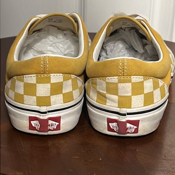 🔥VANS Off The Wall Lace Up Sneakers - Golden Yellow/White Checkered - EXCELLENT - Picture 7 of 11
